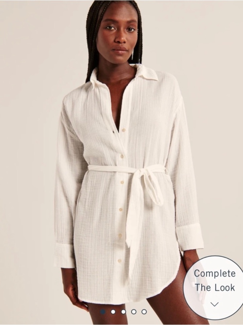 Abercrombie & Fitch 100% Cotton White Gauzy Beach Mini Dress Coverup Size XL NWT